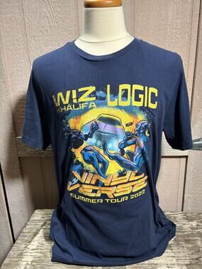 Wiz Khalifa Logic navy blue T-Shirt Size 2XL rap hip hop shirt XXL